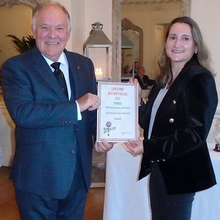 Lancashire Best Kept Village Competition 2025 - Winners Presentation - Outstanding Features - Industrial/Commercial/Specialised - Sabden Automotive Services 